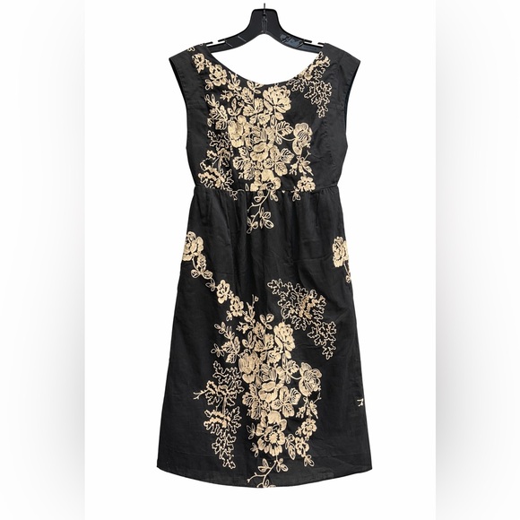 J.Crew Dark Grey Embroidered Floral Dress Sleeveless Cotton Mini Size 0 🤎 Cotton - Picture 2 of 6